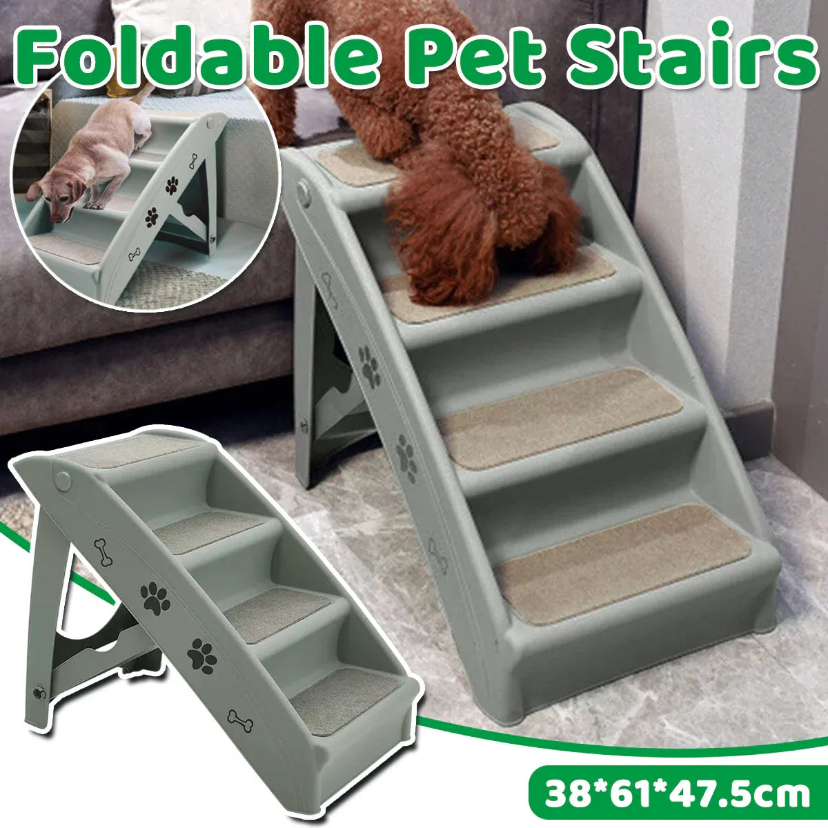Pet Stairs Ladder Four Storey Light Grey Non Slip Plastic Steps for Dogs and Cat